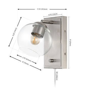 Hugo 6" Minimalist Modern Plug-In or Hardwired Adjustable Iron LED Wall Sconce with Rotary Dimmer - JONATHAN Y